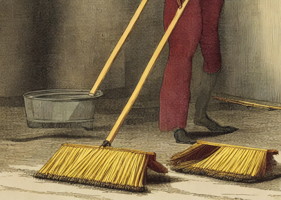 AI generated image of a broom and a hand broom.